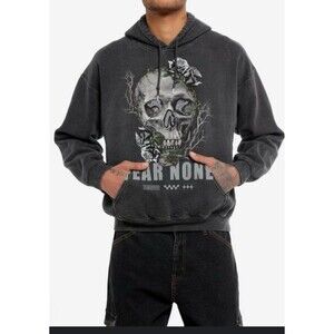 Thorn & Fable™ Fear None Glitter Skull Hoodie